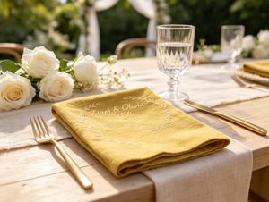 Custom Embroidered Square <b>Linen</b> Napkins Reusable Washable Dinner Napkins Elegant Fall Decor for Party Wedding Banquet - Product Image 2