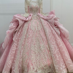 ชุดเดรสยาวสไตล์ WN082แจ็นเซมเบอร์เดรสงานเลี้ยงสีชมพูแขนยาวหรูหรา - Product Image 1