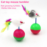 Jouet interactif pour chat très populaire : Souris en peluche colorée, jouet à bascule pour chat, balle couineuse, jouet de stimulation pour chat avec clochette, souris en fourrure