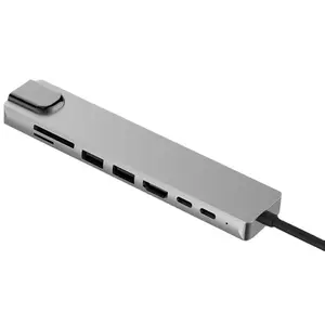 C型集线器Pd充电USB3.0 RJ45 SD TF/SD 2 USB 3 H D M I PD充电集线器usb 8合1