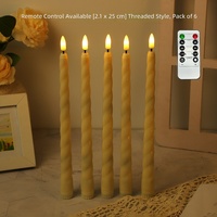 Bougies LED sans flamme à télécommande, effet vacillant, 6 pièces, à piles, en spirale torsadée, pour embellir votre intérieur