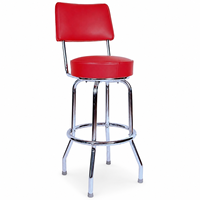 Tabouret de bar pivotant multifonction moderne avec rembourrage doux en PU PVC et base en métal chromé pour hôtel et exposition