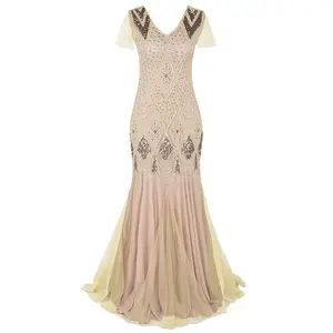 Evening Dresses Vintage Flapper 1920s Party Long Ladies Wedding Bridesmaid Dress Sexy Natural Polyester OEM Service Short
