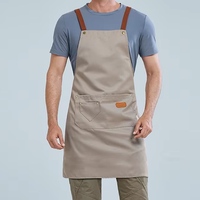 Tablier de cuisine en toile imperméable personnalisé avec logo, à bretelles croisées, pour chef, restaurant, bar, barman, serveur, nettoyage