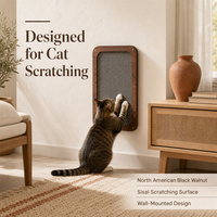 Griffoir mural vertical en sisal pour chat, bordure en placage de noyer, griffoir mural pour chat, accessoire d'arbre à chat peu encombrant pour chats