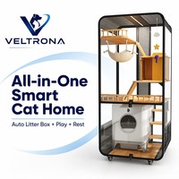 Villa pour chat en bois massif de luxe, grande maison d'intérieur multi-niveaux avec fenêtre d'observation, qualité commerciale