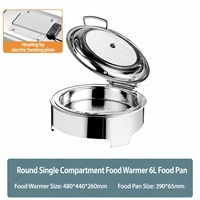 Chauffe-Plat Commercial Hydraulique Inox 6L 60-80°C pour Buffet, Hôtel et Restauration