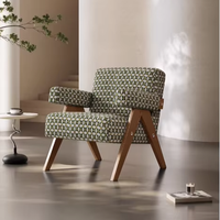 Fauteuil d'appoint en tissu à rayures japonaises coussin amovible cadre en bois de style moderne pour bureau à domicile appartement hôtel salon