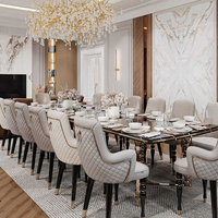 Table à manger longue de style moderne et luxueux pour plusieurs personnes, ensemble de table à manger en marbre, table à manger 12 places et chaises sur mesure