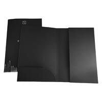 Carpeta de Archivos de Papel para Oficina, Carpeta de Documentos Negra Personalizada con Impresión, con Lámina Plateada y Bolsillos Interiores