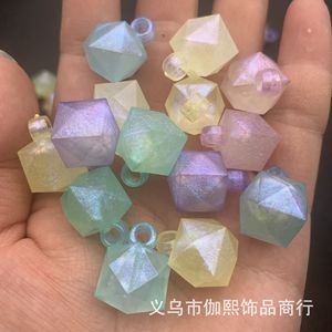 Acrylic Frosted Starry Night Glow Cube Pendant <b>Beads</b> For Jewelry Making Mixed Shapes <b>Plastic</b> Resin DIY Accessories - Product Image 2