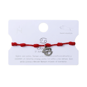 Braccialetto con ciondolo zodiacale Cancro, cordino rosso, acciaio inossidabile, fatto a mano, per donna, gioielli - Product Image 2