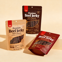 Voedselveilige recyclebare geurbestendige zipstandpouch van mono PE materiaal, duurzame verpakkingstas voor biologische snacks zoals beef jerky en jelly