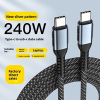 Câble de charge rapide PD Type-C vers Type-C tressé 240W pour ordinateur portable/appareil avec transfert de données ultra-rapide 5A