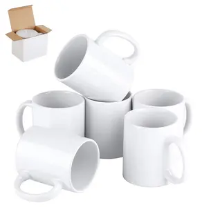 EE. UU. Almacén Envío rápido Taza de sublimación 11 oz Blanco liso Tazas en blanco Impresión de sublimación Cerámica 11 oz Mango Taza