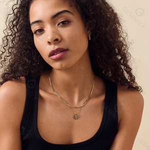 Collar Redondo <span class=keywords><strong>Hamsa</strong></span> de Gemnel con Iolita o Ónix Verde, Amuleto de Protección, Chapado en Oro, Ajustable, Joyería Simbólica de Plata 925 - Product Image 3