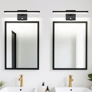 Lámpara de pared Interior Negra IP44 Impermeable Baño Vanidad Lámparas de espejo LED Control táctil Imagen Lámpara de pared con enchufe para hotel - Product Image 3