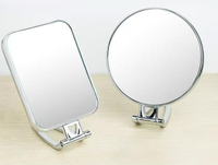 Miroir de maquillage double face portable avec grossissement 1x/3x/5x pour une utilisation sur table et à la main