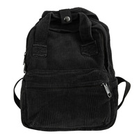 Ransel Kanvas Korduroi Musim Gugur Musim Dingin Tahan Air Warna Polos Klasik Tas Bahu Kecil Kasual Vintage Wanita Tas Sekolah