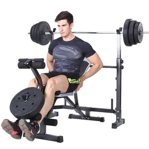 Fitness ekipmanları ayarlanabilir ağırlık kaldırma tezgah çok fonksiyonlu Lat Pulldown makinesi güç halter Bar basın raf oturmak tezgah