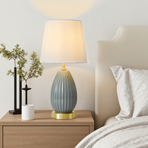 <b>Table</b> <b>Lamp</b> Set Of 2 18 Inch Ceramic <b>Base</b> With E26 Socket For Bedroom Living Room Nightstand - Product Image 2