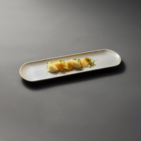 Assiettes longues personnalisées en céramique haut de gamme pour restaurants, événements traiteur, assiettes à sushi blanches crème, vaisselle en porcelaine