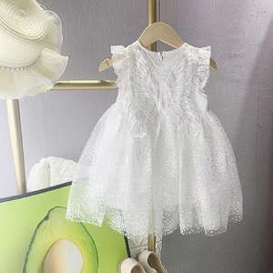 Vestido de verano Falda de gasa con decoración de encaje Princesa inspirada Sin mangas para niños pequeños vestido de cumpleaños para niños Niña - Product Image 1