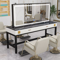 Miroir de table ménage lumière luxe permanente couleur de cheveux coiffeuse salon de coiffure spécial marbre miroir simple et double