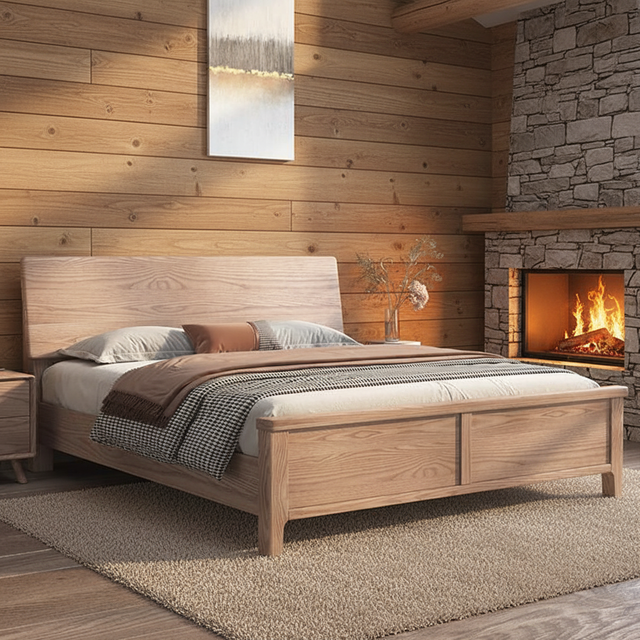 Premium Luxury Solid Wood Bedroom Furniture Bed Frame Made of Walnut Mahogany Oak Ash Rubber and Teak
