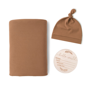 Cotton Soft <strong>Baby</strong> Swaddle Blanket Set Customize Printed Swaddle Blanket <strong>Baby</strong> Swaddle Wrap with Knotted <strong>Headband</strong> and Hat - Product Image 2