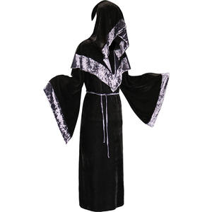 Costume de sorcier, prêtre, robe de sorcier sombre, robe de moine, costume religieux de parrain, costume de sorcier, démon, sorcière, cosplay d'Halloween pour hommes adultes - Product Image 6