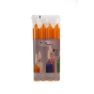 Ensemble de 4 bougies piliers en paraffine orange pour la décoration de la maison, lot de bougies artistiques orange - Product Image 1