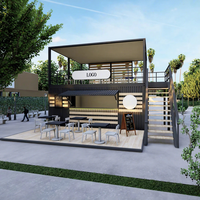 Conteneur d'expédition en acier modifié de café de maison préfabriquée de style européen de luxe conteneur modulaire de bureau de restaurant