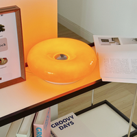 Lampe de chevet LED tactile vintage style Ins 30x30CM, design donut, ambiance orange, pour chambre à coucher, style Bauhaus