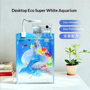 Pecera Pequeña <span class=keywords><strong>de</strong></span> Escritorio, Ultra Blanca, <span class=keywords><strong>de</strong></span> Vidrio HD, con <span class=keywords><strong>Fondo</strong></span> 3D <span class=keywords><strong>de</strong></span> Estilo Oscuro, Auto-Circulante, para <span class=keywords><strong>Peces</strong></span> Dorados - Product Image 5