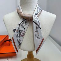 Écharpes longues tendance OEM ODM, foulards imprimés à chaîne, rubans, écharpes en gros pour femmes, accessoires pour cheveux