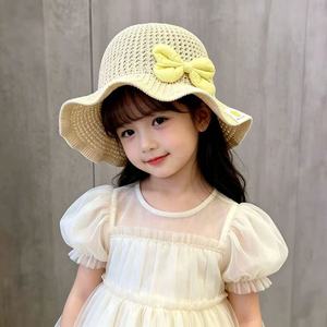 Xi Boyu – chapeau de paille avec nœud papillon pour enfants, protection solaire fine d'été pour filles de 1 à 4 ans, vêtements d'extérieur - Product Image 2
