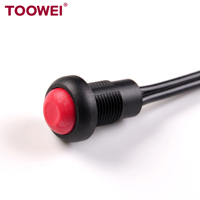 Interrupteur à bouton-poussoir momentané Toowei, étanche IP67, en plastique, à tête dôme, autobloquant, pour montage en surface sur moto