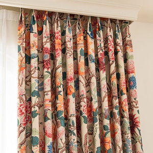Rideaux occultants jacquard vintage à motifs floraux et oiseaux, plusieurs options de fixation pour chambre et salon - Product Image 2