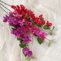 L-046 Grosir Bunga Bougainvillea Sutra Buatan Tunggal untuk Dekorasi Pernikahan Warna Ungu Pink Bunga Palsu