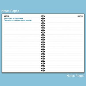 Diario de bienestar mensual <span class=keywords><strong>semanal</strong></span> personalizado para hombres, <span class=keywords><strong>planificador</strong></span> de felicidad con seguimiento de comidas personalizado, caja de tamaño A5, puntadas de sillín - Product Image 6