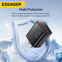 Chargeur rapide ESSAGER PPS QC4.0 65W pour téléphone Android, ordinateur portable, PD 65 Watt, Gan, USB Type C pour Oppo, Iphone, Oneplus, Samsung