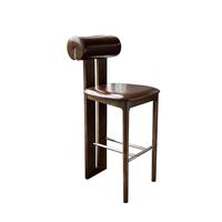 Tabouret de bar moderne nordique avec pieds en bois massif, chaise de comptoir avec dossier, chaises de salle à manger pour îlot de cuisine