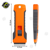 CLEZE DIY Grattoir de nettoyage de vitres de voiture en acier à long manche avec lame amovible pour l'élimination des autocollants de fenêtre