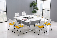 Bureau de réunion Dingyou avec roulettes, table empilable de bureau, mobilier de bureau, bureau pliable mobile pour le personnel, conférence, formation