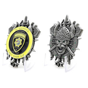 Custom design in metallo goffrato 3d smalto in lega di zinco antico placcatura morte sorriso sfida moneta - Product Image 5