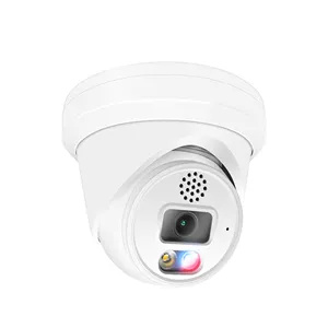 6MP ColorVu rosso e blu torcia allarme torretta telecamera di sicurezza IP esterna impermeabile POE Audio bidirezionale (microfono/altoparlante) con Slot SD