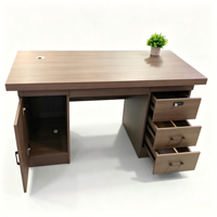 Bureau de direction moderne en bois de noyer avec tiroirs verrouillables et armoire de rangement 140 cm pour bureau à domicile