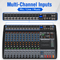 Mezclador de Audio V12-USB de 12 Canales, Consola de Sonido con 24 Efectos DSP, Ecualizador Gráfico de 7 Bandas, USB, Bluetooth para Estudio, Escenario y Transmisión en Vivo