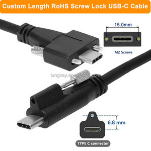 Cable USB-C LUNG KAY de Longitud Personalizada, Blindado, 10Gbps, Tipo-C con Bloqueo de Rosca, Carga Rápida de 5A, Industrial, con Certificación CE y RoHS - Product Image 2